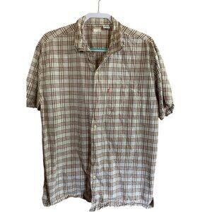 Men's Levi's Brown & White Plaid Short Sleeve Button-Up Shirt  Large